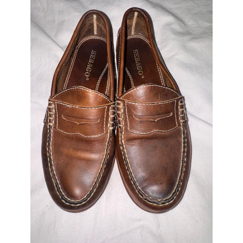 Sebago Men's brown leather loafers Vibram soles size 9‎ excellent condition
